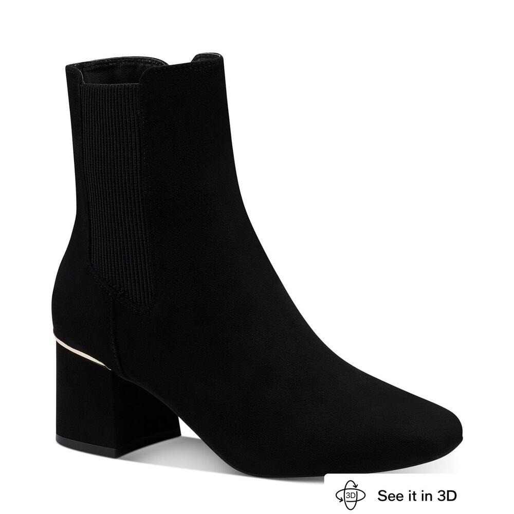 Alfani Women's Rockee Square-Toe Booties Black Sedue Size 9.5
